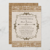Rustic Burlap Wedding Kaart (Voorkant / Achterkant)