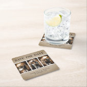 Rustic  Burlap Wedding Photo Save the Date Vierkante Kartonnen Onderzetter (Insitu)