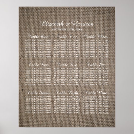 Rustic Burlap Wedding Poster (Voorkant)