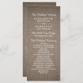 Rustic Burlap Wedding Programma