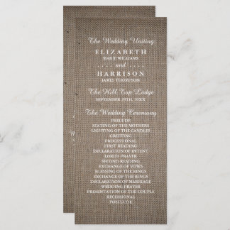 Rustic Burlap Wedding Programma