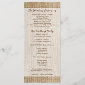 Rustic Burlap Wedding Programme Programma (Achterkant)