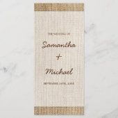 Rustic Burlap Wedding Programme Programma (Voorkant)