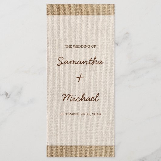 Rustic Burlap Wedding Programme Programma (Voorkant)