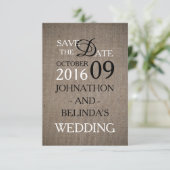Rustic Burlap Wedding Save the Date (Staand voorkant)