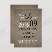 Rustic Burlap Wedding Save the Date (Voorkant / Achterkant)