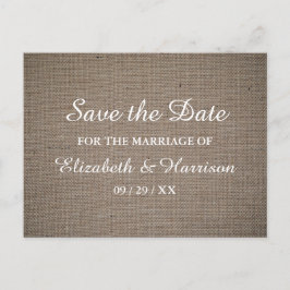 Rustic Burlap Wedding Save the Date Briefkaart