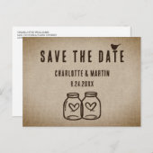 Rustic Burlap Wedding Save the Date Briefkaart (Voorkant / Achterkant)