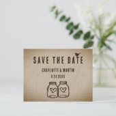 Rustic Burlap Wedding Save the Date Briefkaart (Staand voorkant)