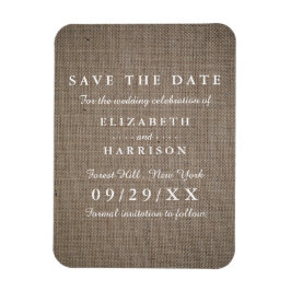 Rustic Burlap Wedding Save the Date Magneet