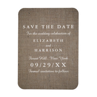 Rustic Burlap Wedding Save the Date Magneet