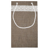 Rustic Burlap &  White Lace Wedding Klein Cadeauzakje (Achterkant)
