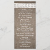 Rustic Burlap & White Lace Wedding Programme Programma (Achterkant)