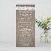Rustic Burlap &  White Lace Wedding Programme Programma (Staand voorkant)