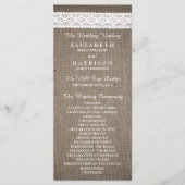 Rustic Burlap & White Lace Wedding Programme Programma (Voorkant)
