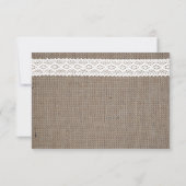 Rustic Burlap & White Lace Wedding RSVP (Achterkant)