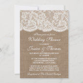 Rustic Burlap &  White Lace Wedding Shower Kaart (Voorkant)