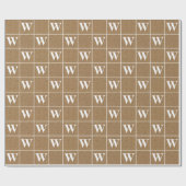Rustic Burlap White Monogram Wrapping Paper Cadeaupapier (Vlak)