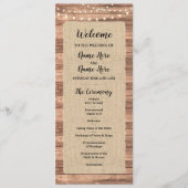 Rustic Burlap Wood Lights Programme de mariage (Devant)