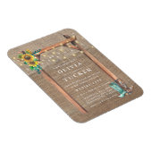 Rustic Burlap Wood Sunflower Wedding Invite Magneet (Rechterzijde)