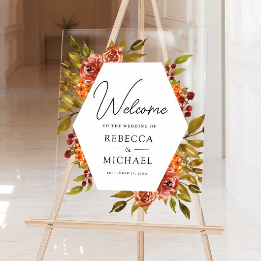 Rustic Burnt Orange Floral Wedding Welcome