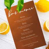 Rustic Burnt Orange Simple Autumn Mariage Bar Menu