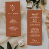 Rustic Burnt Orange Simple Boho Wedding Programme