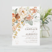 Rustic Burnt Oranje Cream Flower Bouquet Wedding I Kaart (Staand voorkant)