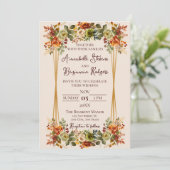 Rustic Burnt Oranje en Moss Green Rozen Wedding Kaart (Staand voorkant)