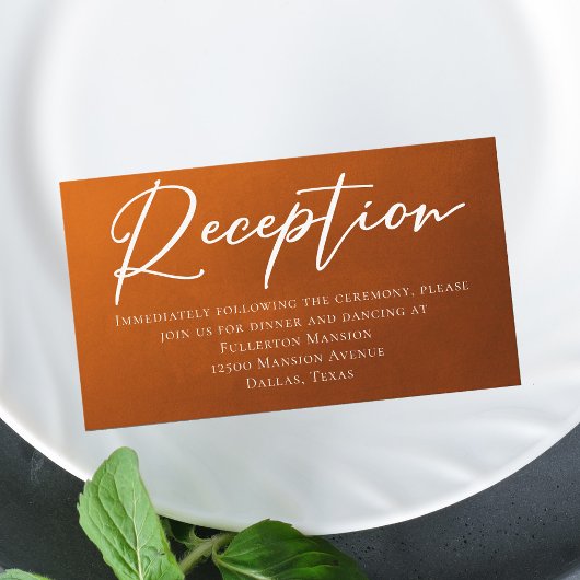 Rustic Burnt Oranje herfst bruiloft Informatiekaartje