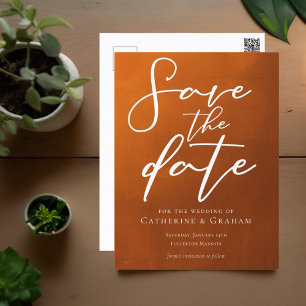 Rustic Burnt Oranje Typografie Herfst sparen de Da Briefkaart