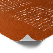 Rustic Burnt Oranje Wedding 16 Table Seating Chart Poster (Hoek)