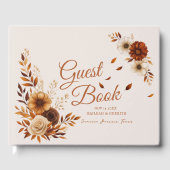 Rustic Burnt Sienna Beige Fall Leaves Wedding  Gastenboek (Voorkant)