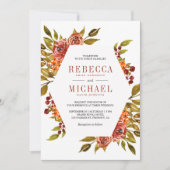 Rustic Burnt Sinaasappel Floral herfst bruiloft Kaart (Voorkant)