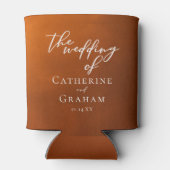 Rustic Burnt Sinaasappel Typography najaar Wedding Blikjeskoeler (Achterkant)