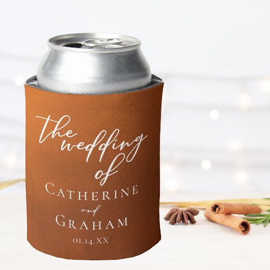 Rustic Burnt Sinaasappel Typography najaar Wedding Blikjeskoeler
