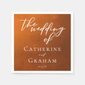 Rustic Burnt Sinaasappel Typography najaar Wedding Servet (Voorkant)