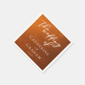 Rustic Burnt Sinaasappel Typography najaar Wedding Servet (Hoek)