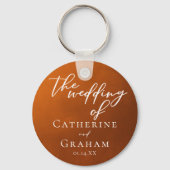 Rustic Burnt Sinaasappel Typography najaar Wedding Sleutelhanger (Achterkant)