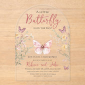 Rustic Butterfly Wildflower Floral Baby shower Acryl Uitnodigingen (Voorkant)
