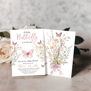 Rustic Butterfly Wildflower Floral Baby shower Kaart