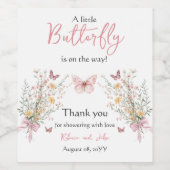 Rustic Butterfly Wildflower Floral Baby shower Wijn Etiket (Enkel label)