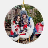 Rustic Cabin | Eerste kerst nieuwe keramische kera Keramisch Ornament (Achterkant)
