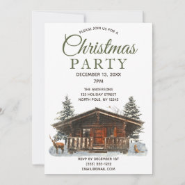 Rustic Cabin Forest Deer Kardinaal Kerstfeest Kaart