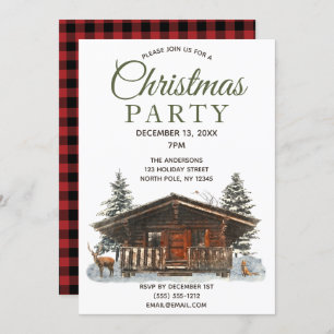 Rustic Cabin Forest Deer Kardinaal Kerstfeest Kaart