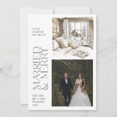 Rustic Cabin Getrouwd & Vrolijk Foto Vakantie Kaar Feestdagenkaart (Voorkant)