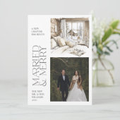 Rustic Cabin Getrouwd & Vrolijk Foto Vakantie Kaar Feestdagenkaart (Staand voorkant)