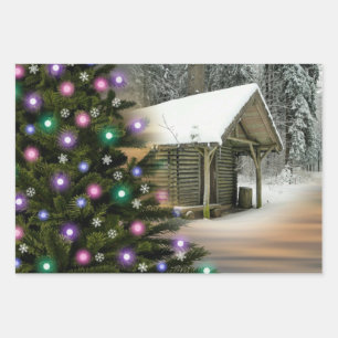 Rustic Cabin Kerstmis Inpakpapier Vel