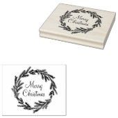 Rustic Cabin Merry Winter Wreath Gift Rubberstempel (Gestempeld)