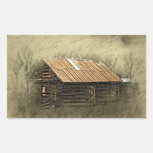 Rustic Cabin Weathered Briefkaart Rechthoekige Sticker (Voorkant)